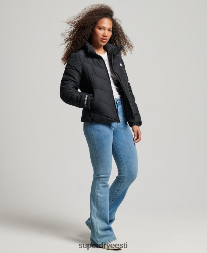 Superdry naised kapuutsita spordijakk B2LT43800 Riietus must