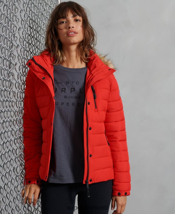 Superdry naised klassikaline kunstkarusnahast fuji jope B2LT45542 Riietus punane