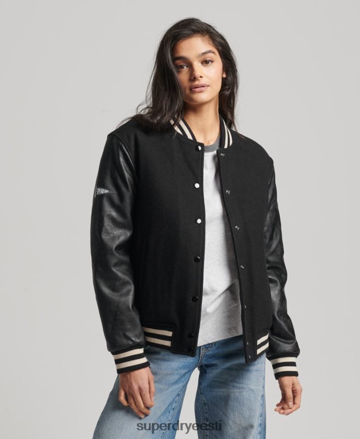 Superdry naised kolledži ülikooli bomber jope B2LT45409 Riietus tumehall