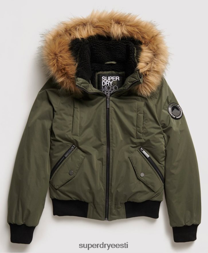 Superdry naised mikrokiust bomber jope B2LT45711 Riietus roheline