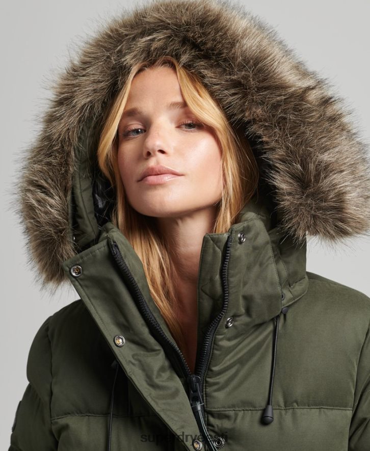 Superdry naised mikrokiust ekspeditsiooni parka jope B2LT43653 Riietus roheline