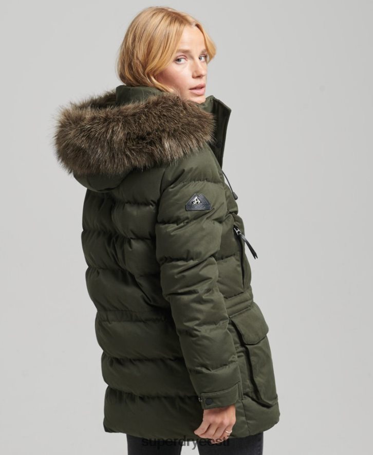 Superdry naised mikrokiust ekspeditsiooni parka jope B2LT43653 Riietus roheline