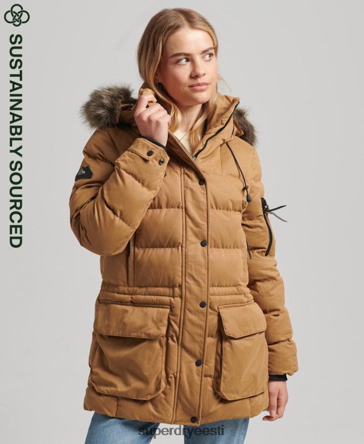 Superdry naised mikrokiust ekspeditsiooni parka jope B2LT43654 Riietus pruun