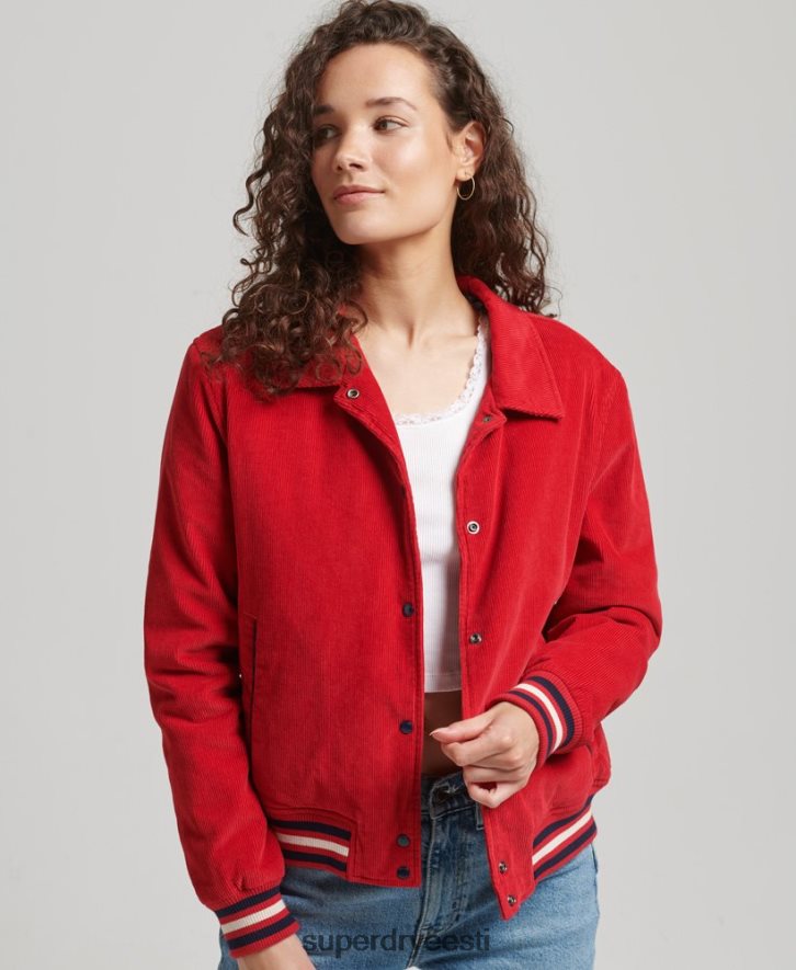 Superdry naised nööribussi bomber jope B2LT45580 Riietus punane