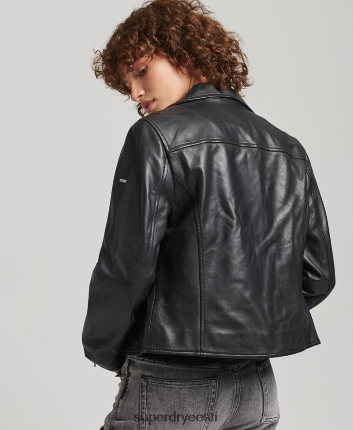 Superdry naised nahast biker jope B2LT43590 Riietus must