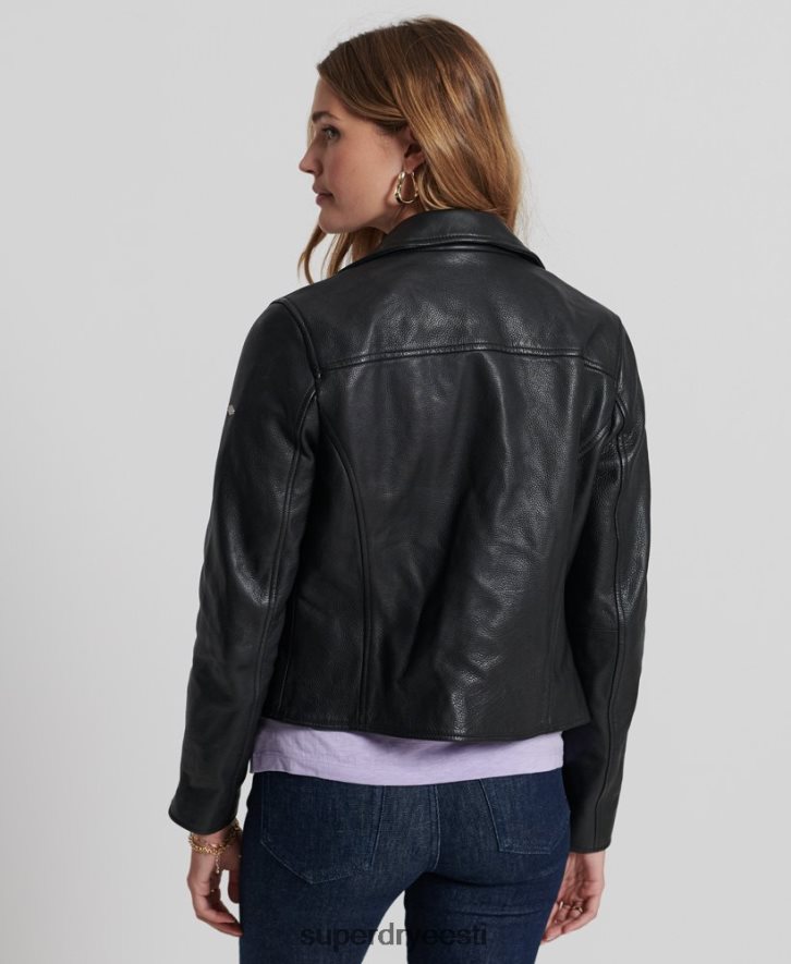 Superdry naised nahast biker jope B2LT43844 Riietus must