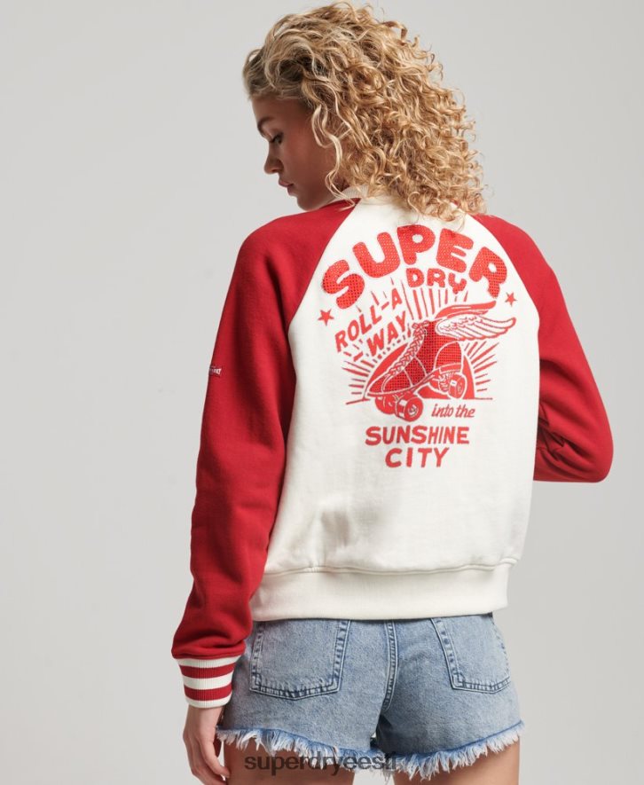 Superdry naised skripti kollegiaalne pommitaja jope B2LT43610 Riietus valge