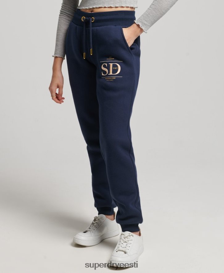 Superdry naised luksuslikud tikitud logoga jooksjad B2LT46740 Riietus merevägi