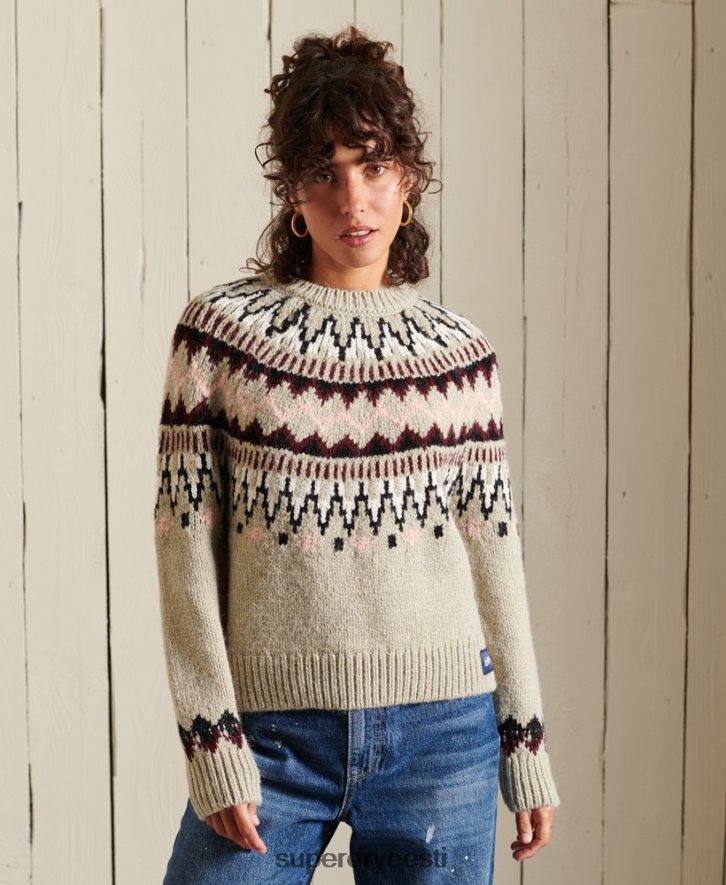 Superdry naised klassikaline fairisle crew hüppaja B2LT44032 Riietus beež