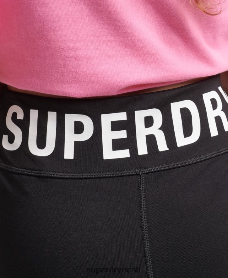 Superdry naised elastsed logoga tsiklipüksid B2LT43123 Riietus must