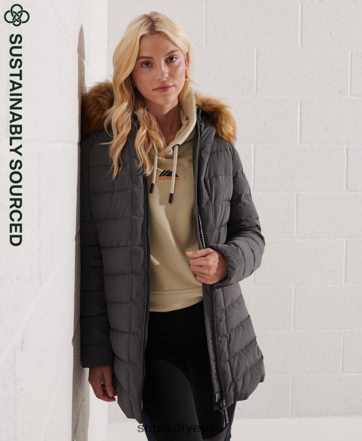 Superdry naised arktiline kõrge puhvmantel B2LT43645 Riietus tumehall