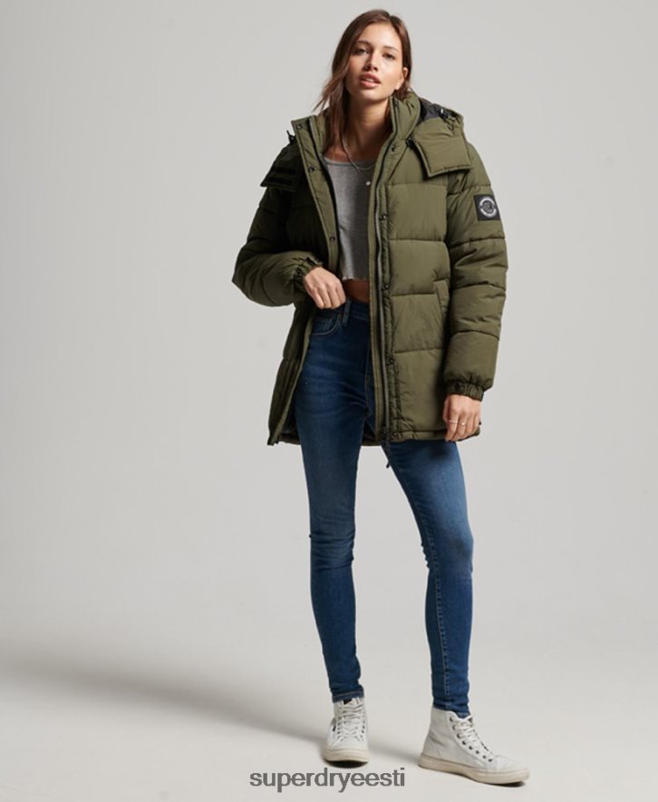 Superdry naised ekspeditsiooni kookoniga polsterdatud mantel B2LT43644 Riietus khaki