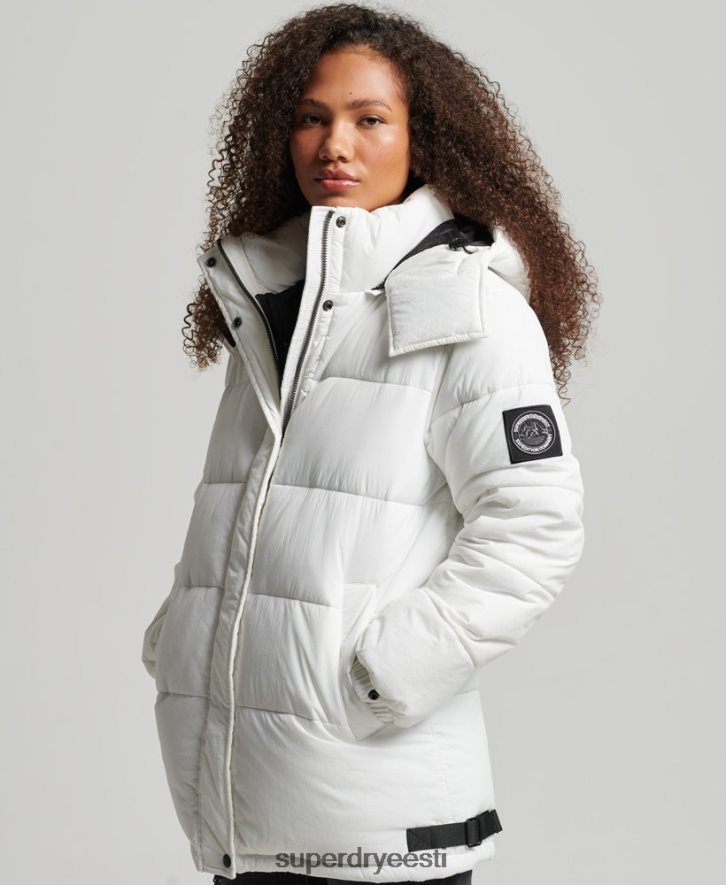 Superdry naised ekspeditsiooni kookoniga polsterdatud mantel B2LT43791 Riietus valge