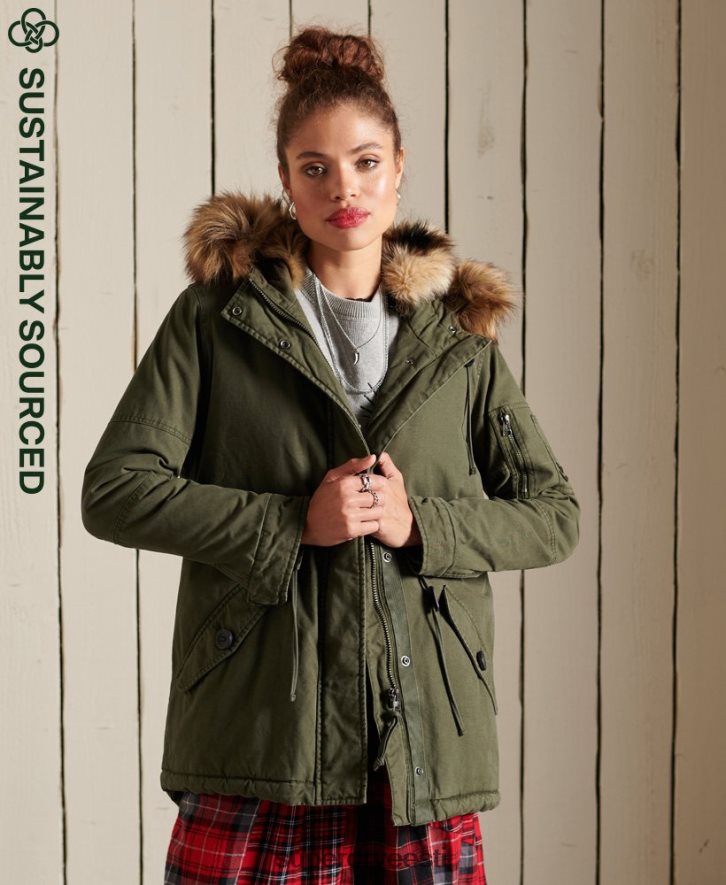 Superdry naised esmaklassiline sõjaväeparkmantel B2LT45639 Riietus roheline