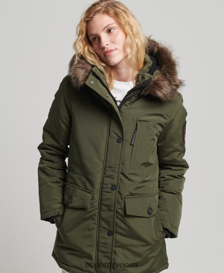 Superdry naised kapuutsiga everest kunstkarusnahast parkmantel B2LT43773 Riietus khaki