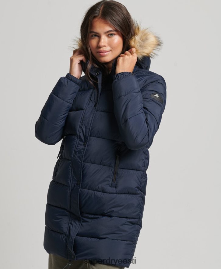 Superdry naised kapuutsiga keskmine mantel B2LT45669 Riietus merevägi