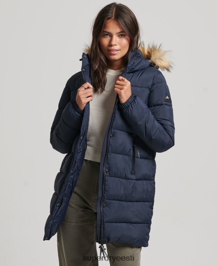 Superdry naised kapuutsiga keskmine mantel B2LT45669 Riietus merevägi