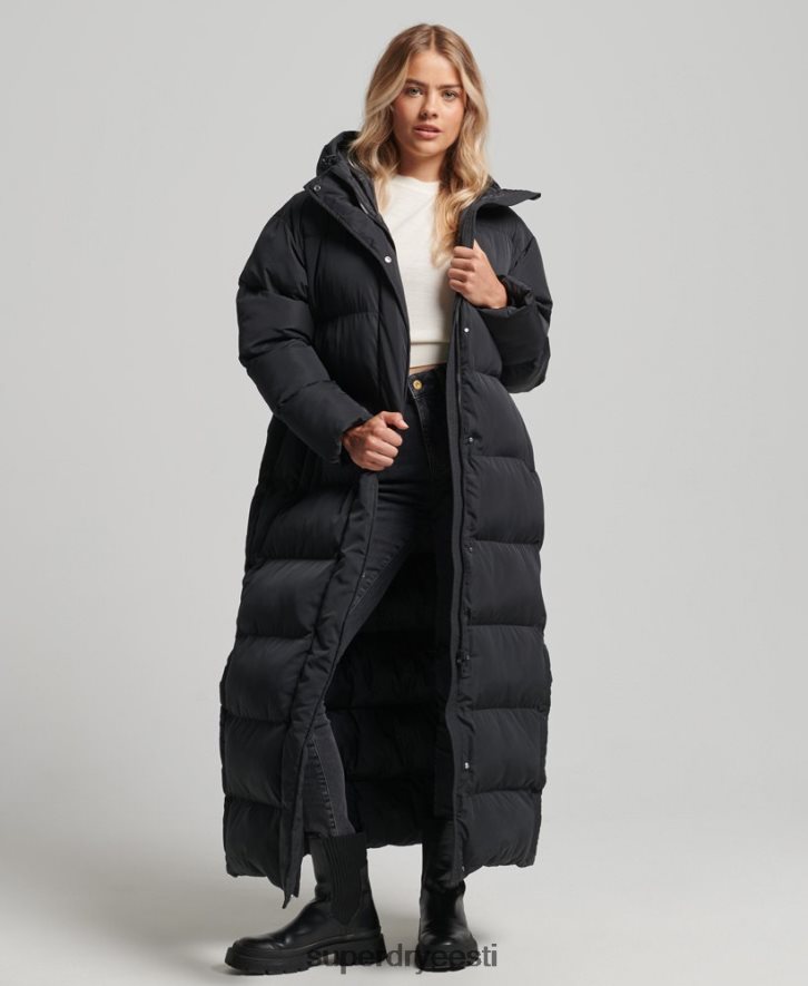 Superdry naised kapuutsiga maxi-puhvermantel B2LT43578 Riietus must