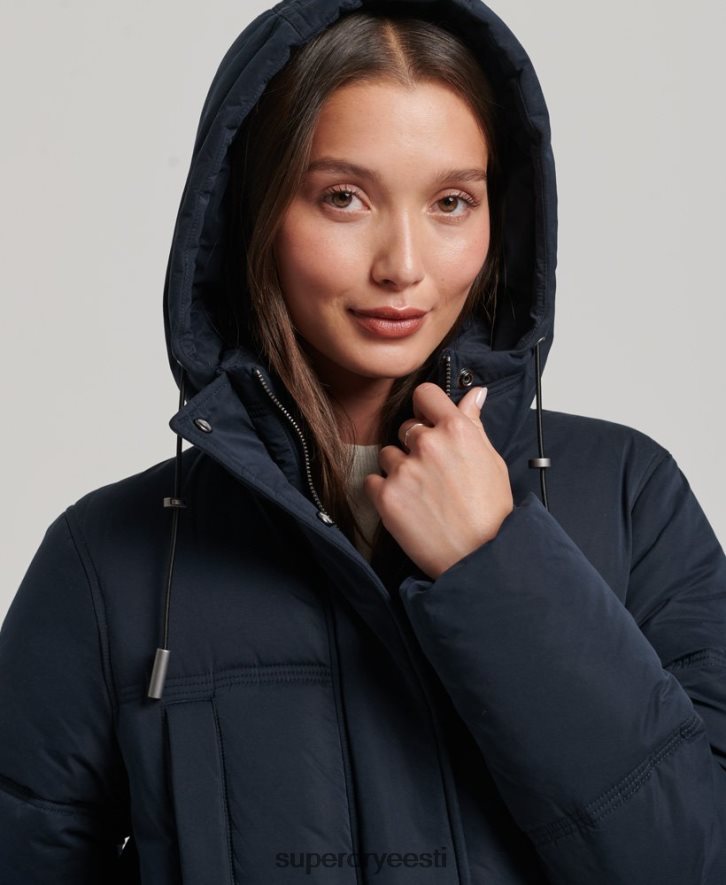 Superdry naised mikrokiust kapuutsiga puhvmantel B2LT43814 Riietus merevägi