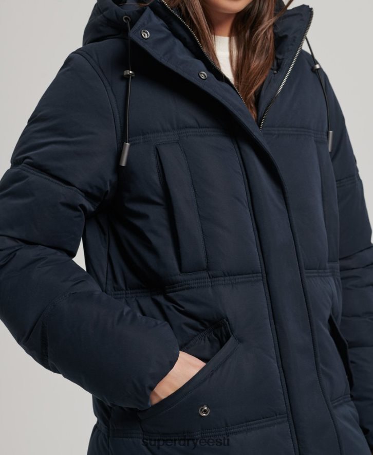 Superdry naised mikrokiust kapuutsiga puhvmantel B2LT43814 Riietus merevägi