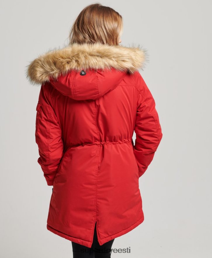 Superdry naised nadare mikrokiust parkmantel B2LT45513 Riietus punane