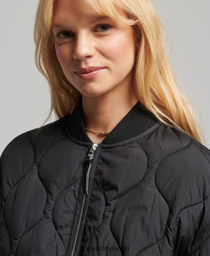 Superdry naised studios õngejada tepitud mantel B2LT43798 Riietus must