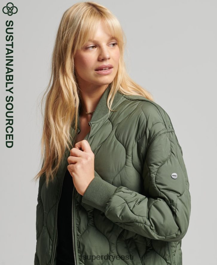 Superdry naised studios õngejada tepitud mantel B2LT43799 Riietus roheline