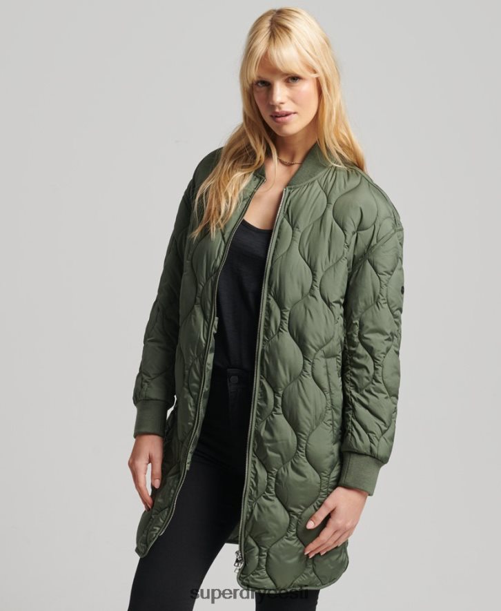 Superdry naised studios õngejada tepitud mantel B2LT43799 Riietus roheline