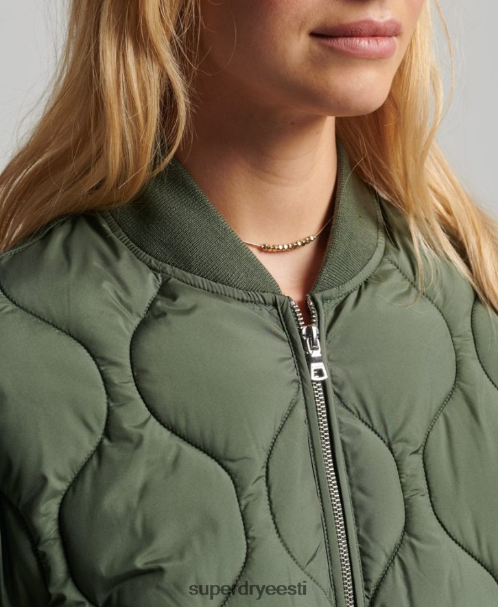 Superdry naised studios õngejada tepitud mantel B2LT43799 Riietus roheline