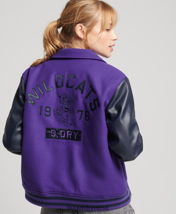 Superdry naised vanaaegne segatud ülikooli pommitaja B2LT45449 Riietus lilla