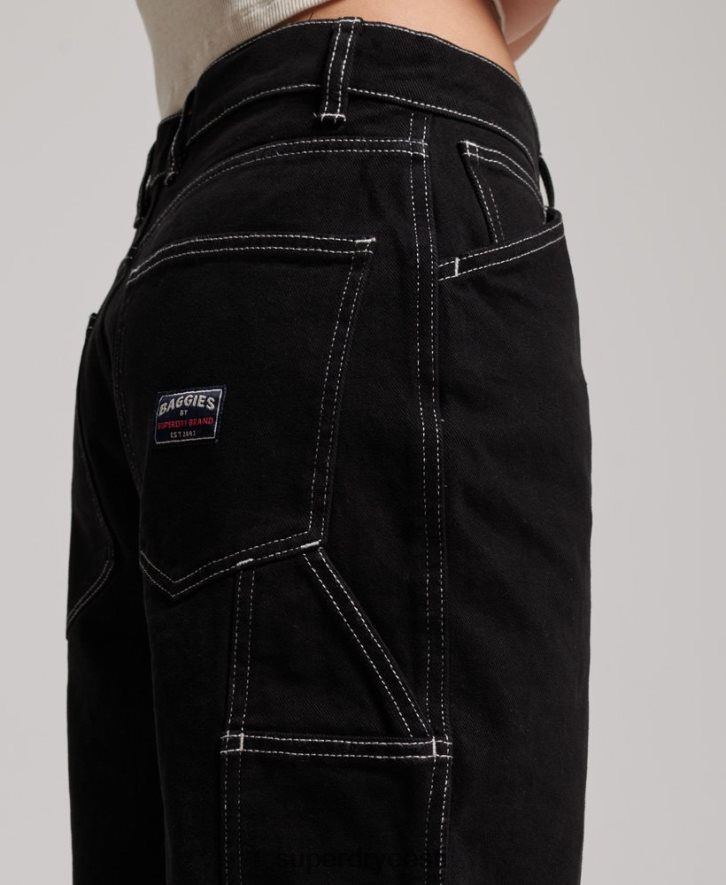 Superdry naised kontrastsed puusepapüksid B2LT42564 Riietus must