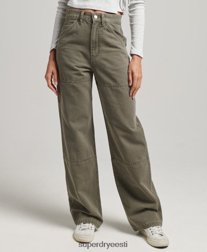 Superdry naised laia säärega puusepapüksid B2LT42583 Riietus khaki