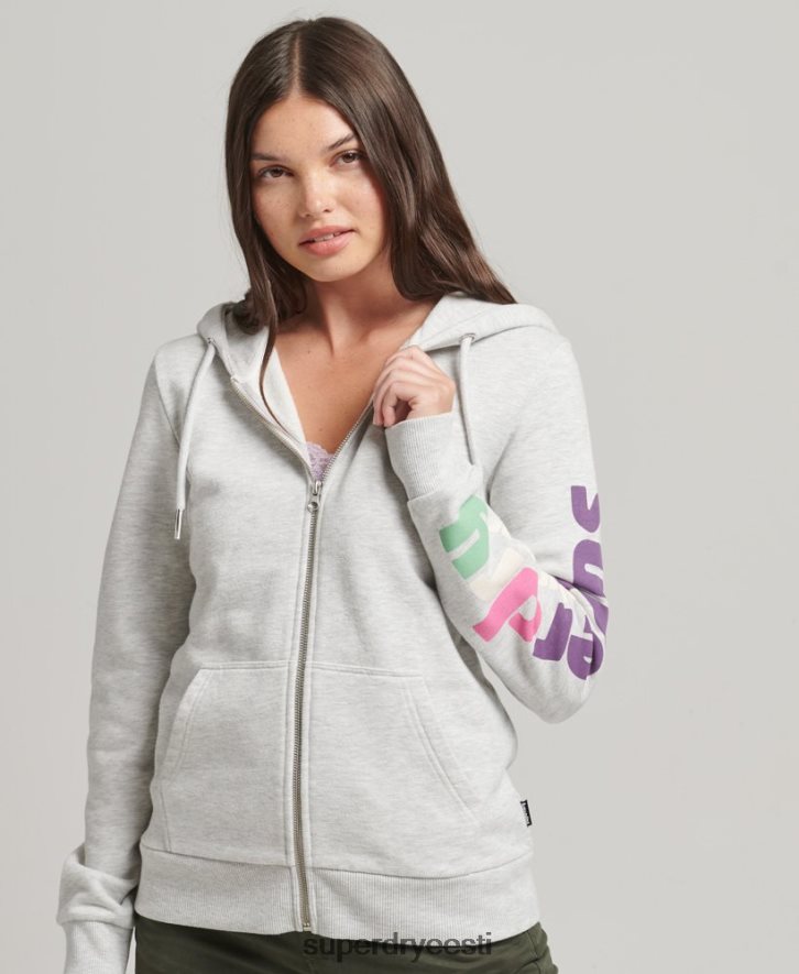 Superdry naised 90ndate maastiku lukuga kapuuts B2LT46057 Riietus helehall