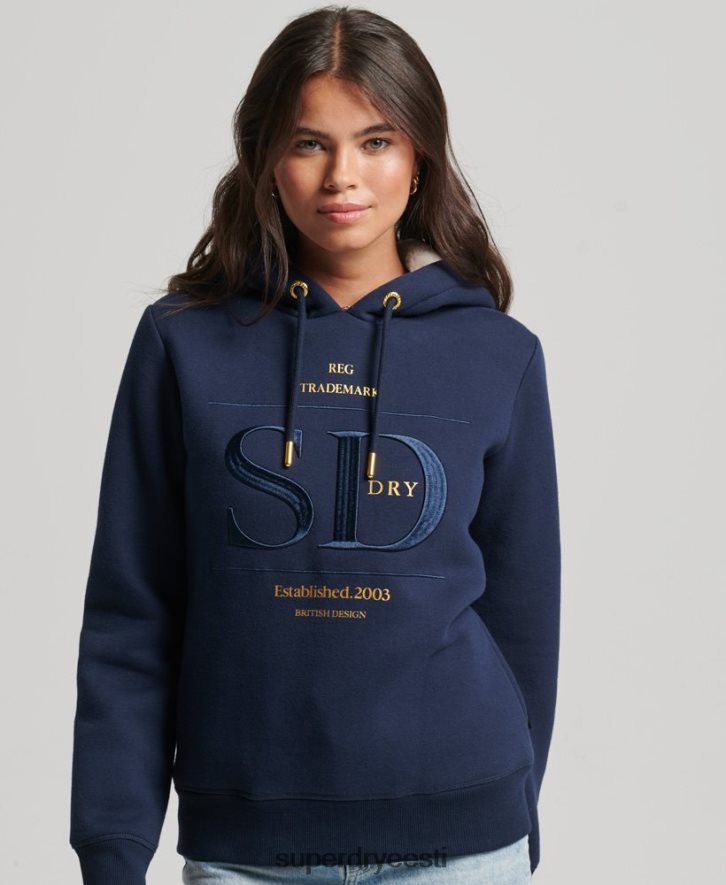 Superdry naised Luksuslik tikitud logoga kapuuts B2LT46094 Riietus merevägi