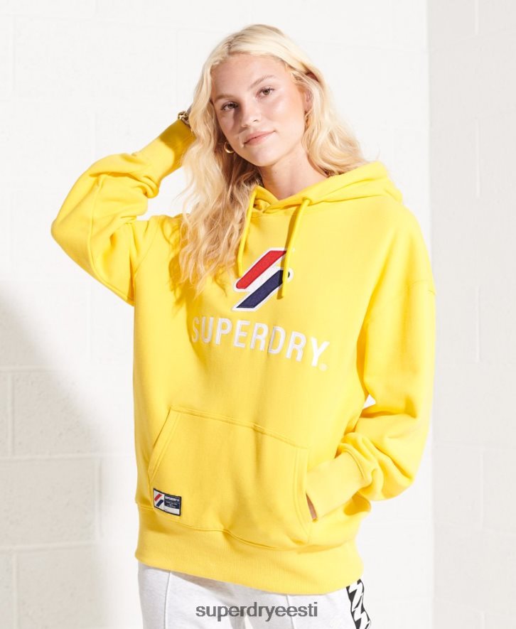 Superdry naised aplikatsiooniga ülisuur kapuuts B2LT45992 Riietus kollane