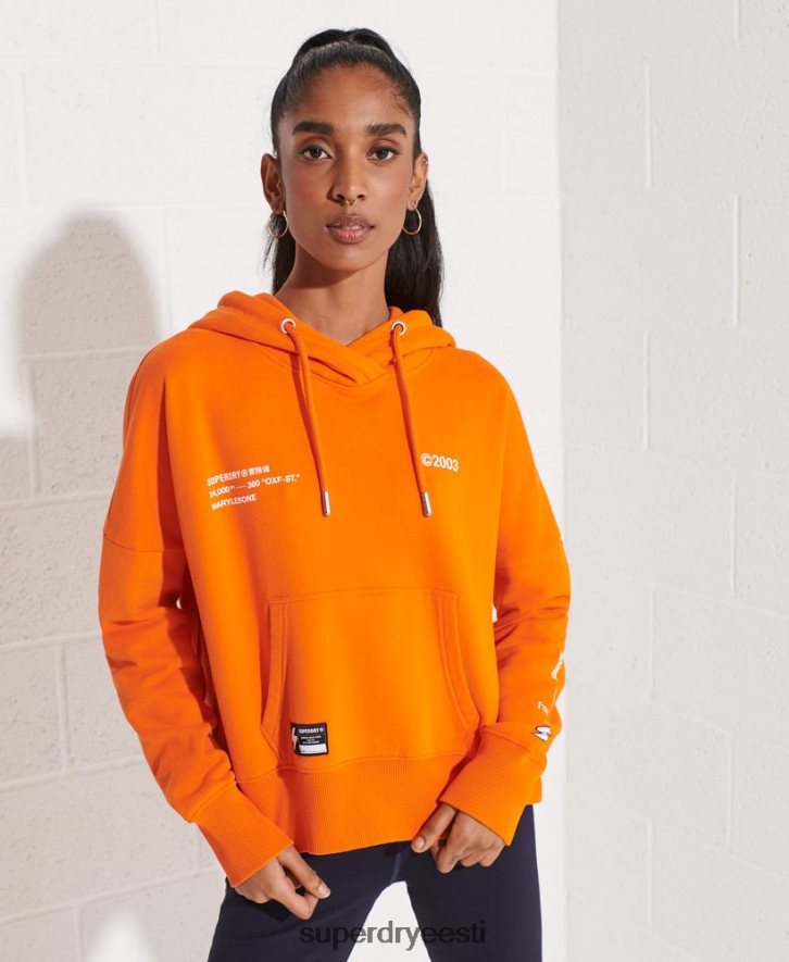 Superdry naised cooperate logo crop hoodie B2LT46145 Riietus oranž