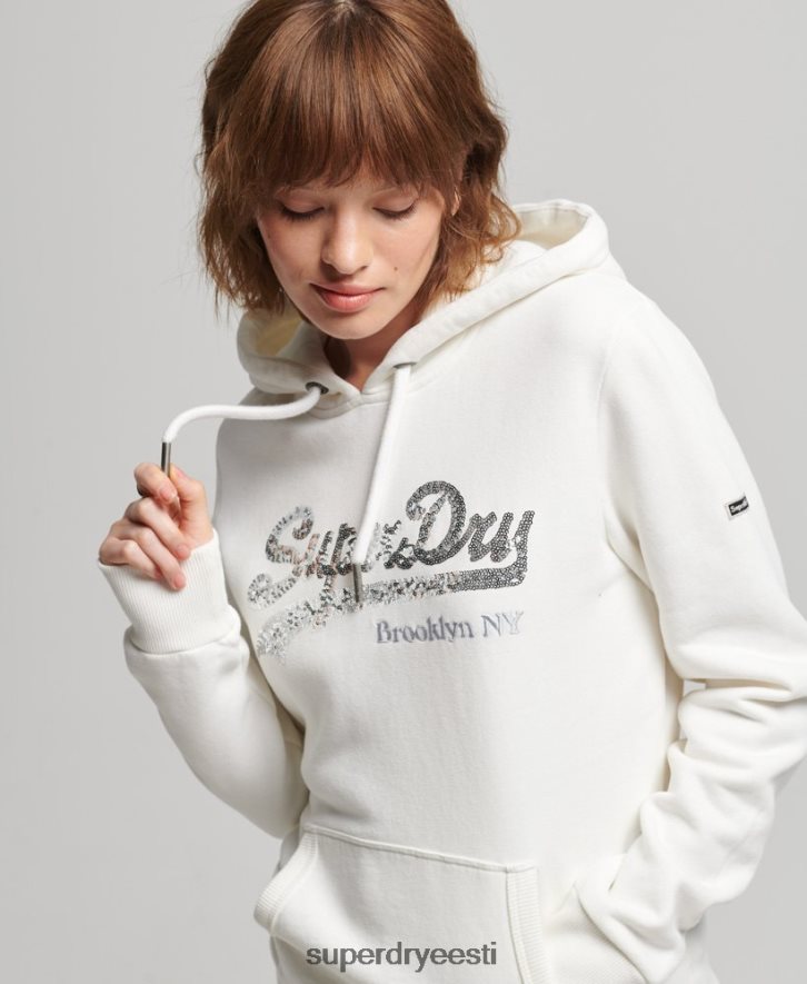 Superdry naised graafilise logoga sädelev kapuuts B2LT45945 Riietus kreem