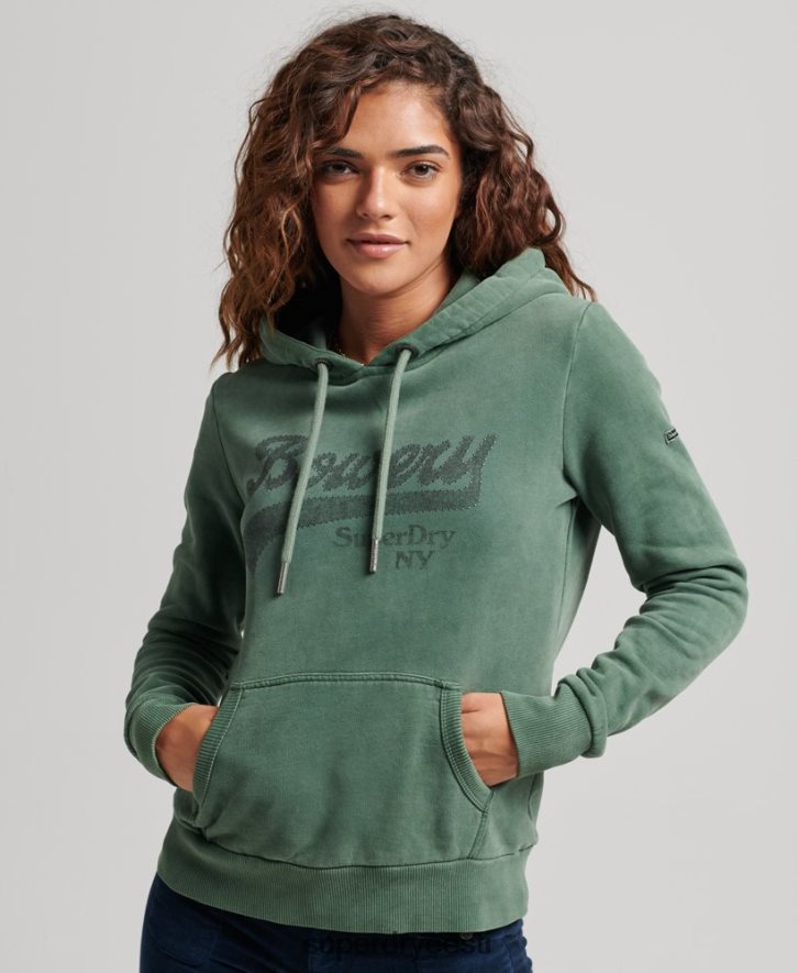 Superdry naised graafilise logoga sädelev kapuuts B2LT46074 Riietus roheline