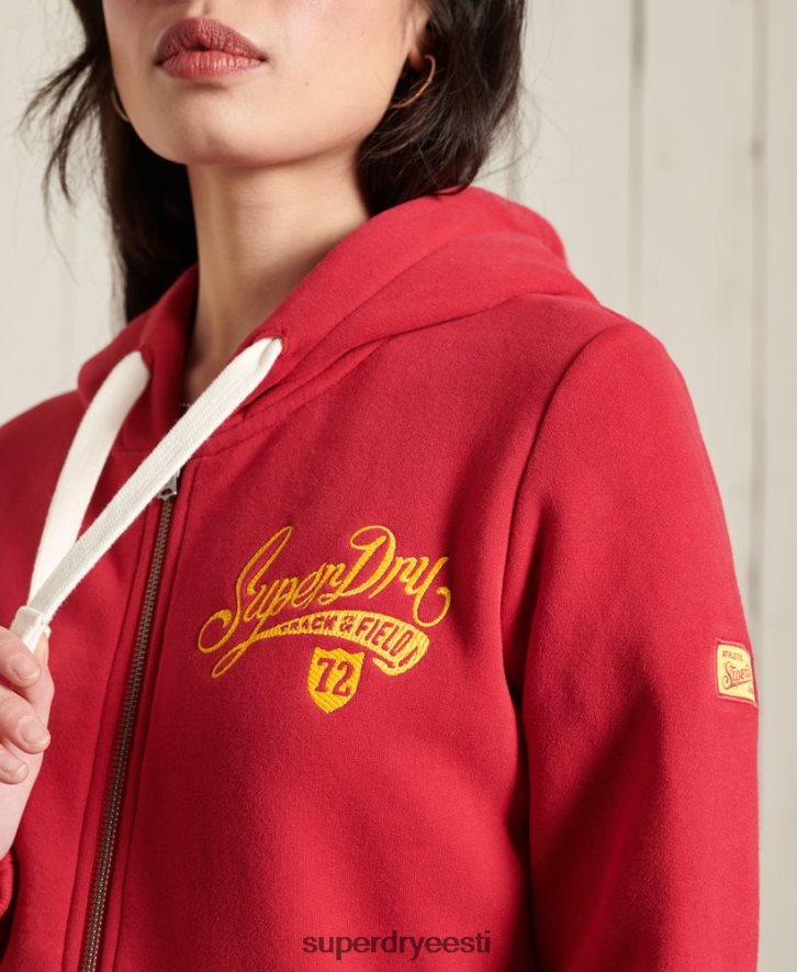 Superdry naised kollegiaalne lukuga kapuuts B2LT46177 Riietus punane