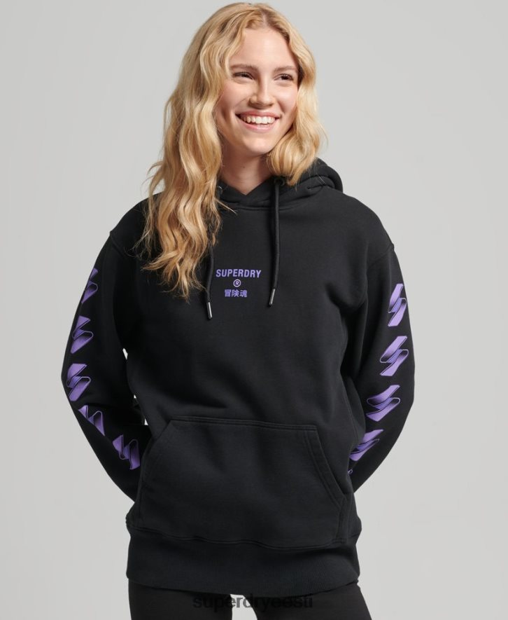 Superdry naised kood pooltooni logoga ülisuur kapuuts B2LT43491 Riietus must