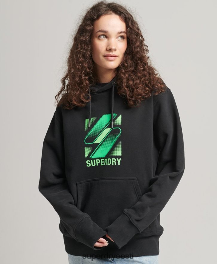 Superdry naised kood pooltooni logoga ülisuur kapuuts B2LT45791 Riietus must