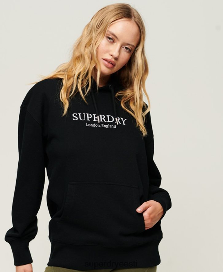 Superdry naised koodiheraldika ülisuur kapuuts B2LT41982 Riietus must