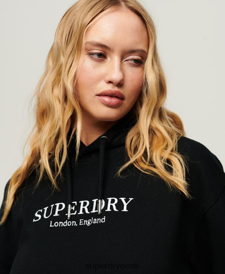 Superdry naised koodiheraldika ülisuur kapuuts B2LT41982 Riietus must