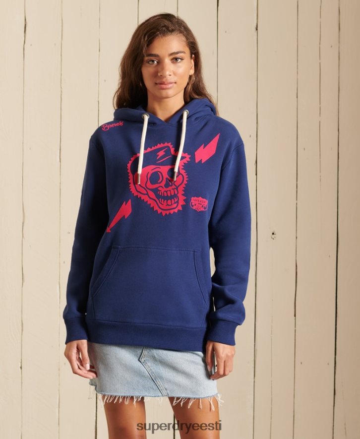 Superdry naised ülisuur boho ja rock kapuuts B2LT46141 Riietus sinine