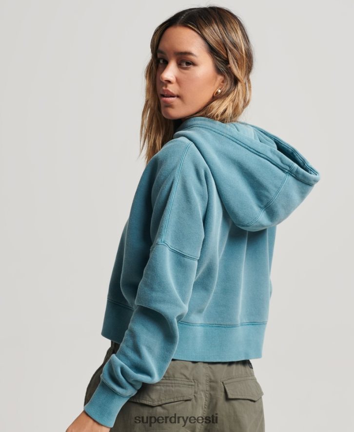 Superdry naised pesu crop hoodie B2LT43407 Riietus türkiissinine