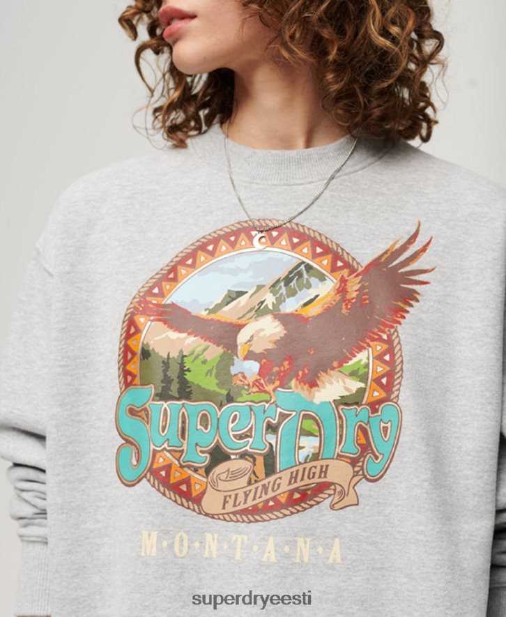 Superdry naised reisi suveniirgraafika meeskonna dressipluus B2LT43277 Riietus helehall