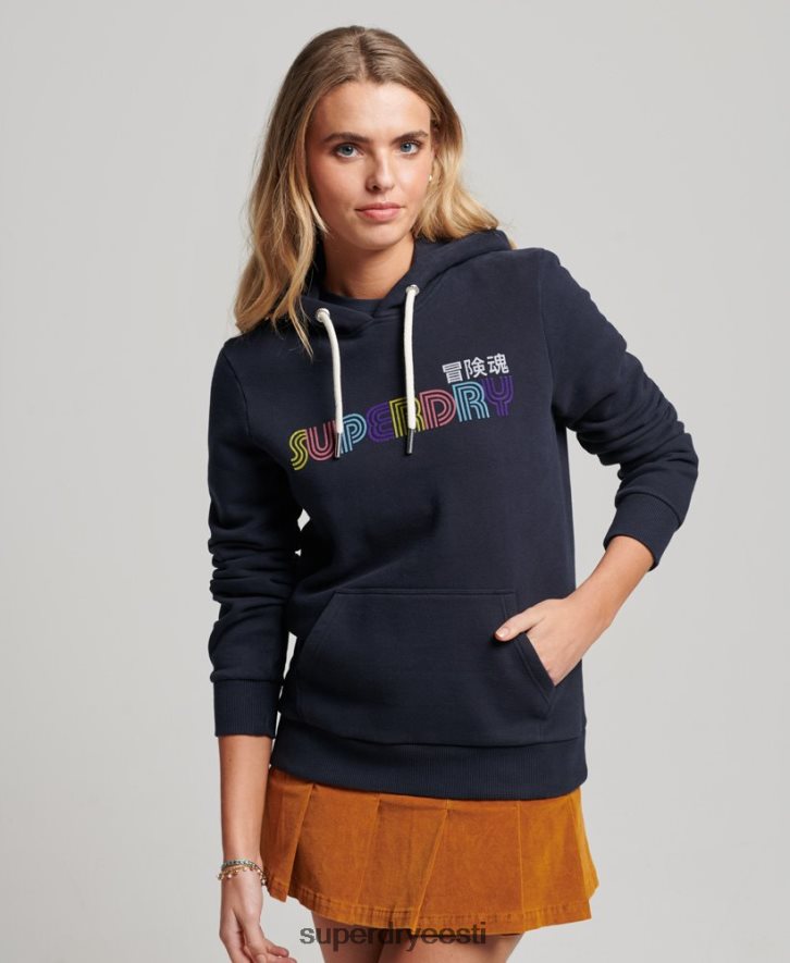 Superdry naised retro vikerkaare kapuuts B2LT43350 Riietus merevägi