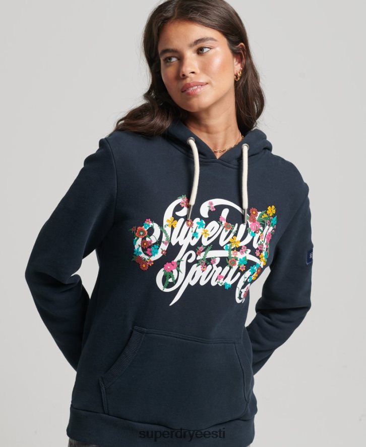 Superdry naised skripti stiilis lilleline kapuuts B2LT46773 Riietus merevägi