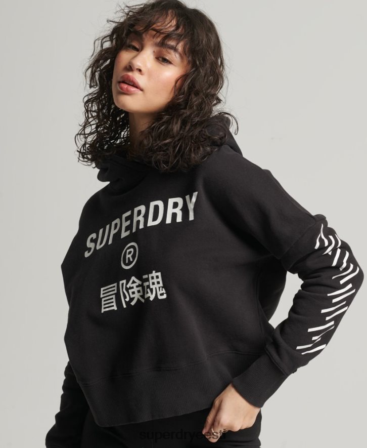 Superdry naised sport crop box hoodie B2LT43493 Riietus must