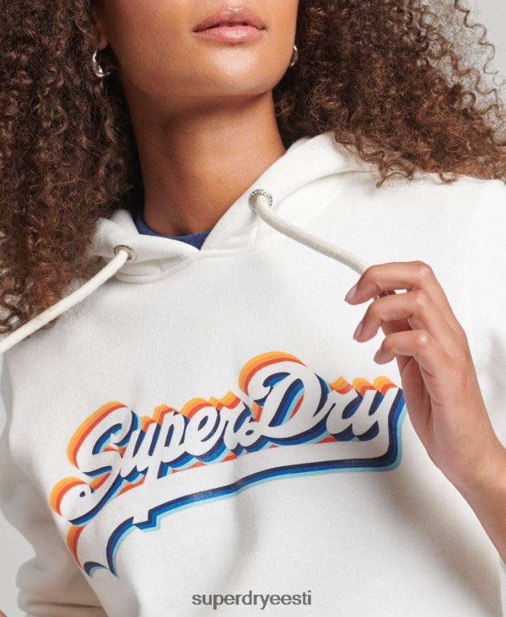 Superdry naised vikerkaare graafiline logoga kapuuts B2LT46030 Riietus valge